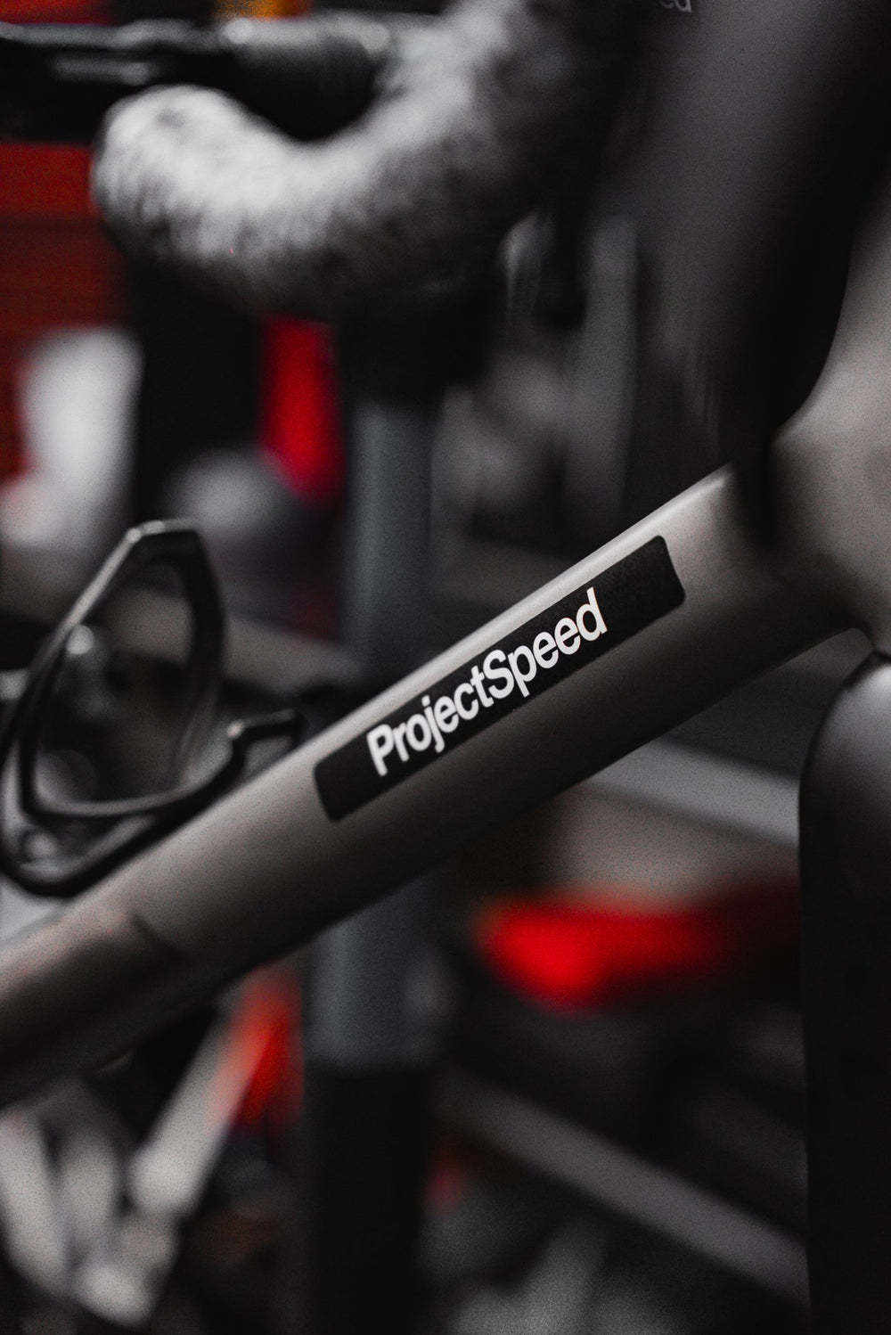Close-up of the ProjectSpeed label on the down tube of the Sasaye titanium frame